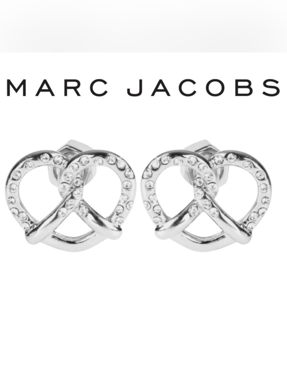 Marc by Marc Jacobs Pretzel Rhinestone Stud Earrings Silver NWT